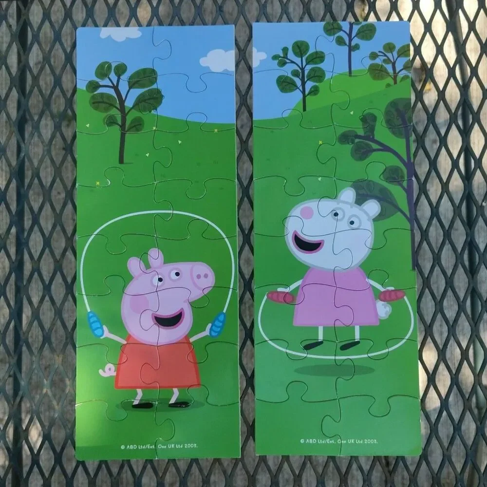 Vintage 2003 Peppa Pig 5 Puzzle Set Wooden Storage Numbered Pieces